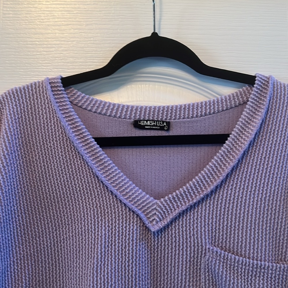 Heimish Ribbed Knit Lavender top, size Large - Picture 4 of 6